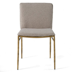 VIG Furniture Atlanta Modern Fabric Chair With Brass-Plated Legs, Padded Support, 380Lb Capacity, Stylish Comfort Beige Dining Chair VGMY-3739-BGE