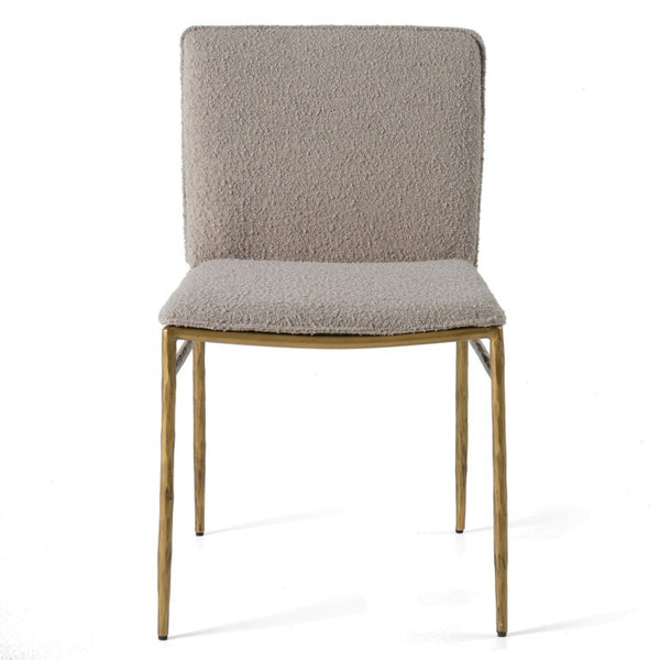 VIG Furniture Atlanta Modern Fabric Chair With Brass-Plated Legs, Padded Support, 380Lb Capacity, Stylish Comfort Beige Dining Chair VGMY-3739-BGE