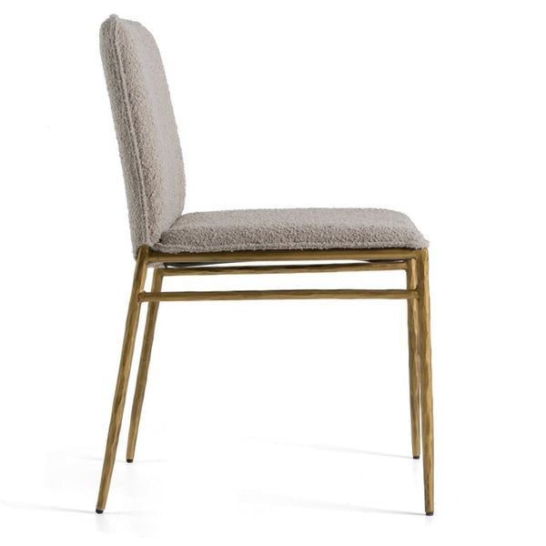 VIG Furniture Atlanta Modern Fabric Chair With Brass-Plated Legs, Padded Support, 380Lb Capacity, Stylish Comfort Beige Dining Chair VGMY-3739-BGE