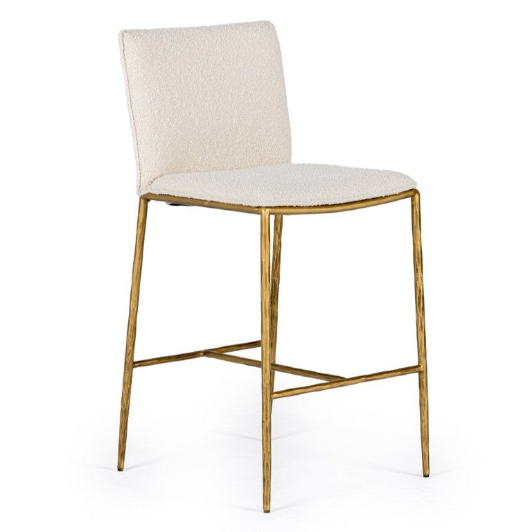VIG Furniture Atlanta Counter Chair With Plush Foam Cushioning, Brass-Plated Steel Frame, Durable Upholstery Off-White Bar Stool VGMY-3739-26-WHT