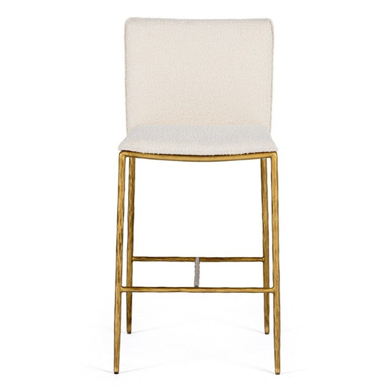 VIG Furniture Atlanta Counter Chair With Plush Foam Cushioning, Brass-Plated Steel Frame, Durable Upholstery Off-White Bar Stool VGMY-3739-26-WHT