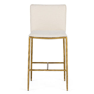 VIG Furniture Atlanta Counter Chair With Plush Foam Cushioning, Brass-Plated Steel Frame, Durable Upholstery Off-White Bar Stool VGMY-3739-26-WHT