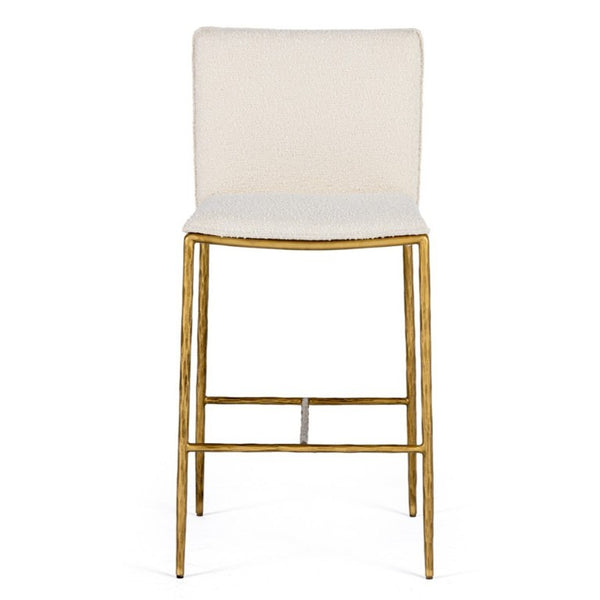 VIG Furniture Atlanta Counter Chair With Plush Foam Cushioning, Brass-Plated Steel Frame, Durable Upholstery Off-White Bar Stool VGMY-3739-26-WHT