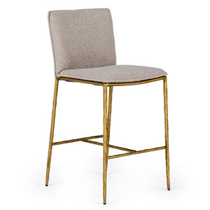VIG Furniture Atlanta Counter Chair With Plush Foam Cushioning, Brass-Plated Steel Frame, Durable Upholstery Beige Bar Stool VGMY-3739-26-BGE