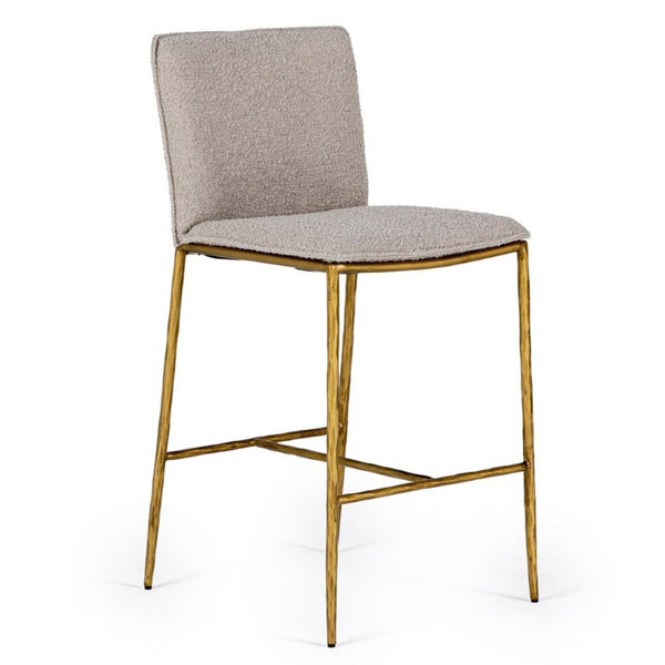 VIG Furniture Atlanta Counter Chair With Plush Foam Cushioning, Brass-Plated Steel Frame, Durable Upholstery Beige Bar Stool VGMY-3739-26-BGE