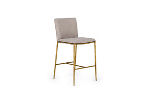 VIG Furniture Modrest Atlanta - Modern Beige Fabric & Brass Counter Chair VGMY-3739-26-BGE