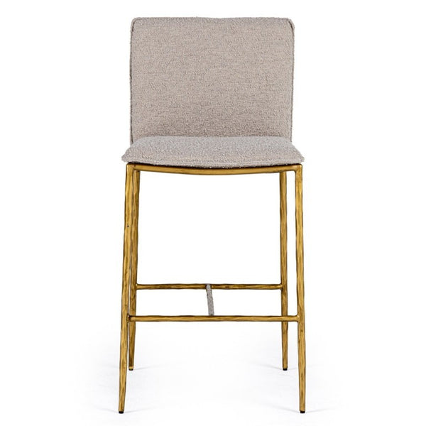 VIG Furniture Atlanta Counter Chair With Plush Foam Cushioning, Brass-Plated Steel Frame, Durable Upholstery Beige Bar Stool VGMY-3739-26-BGE