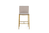 VIG Furniture Modrest Atlanta - Modern Beige Fabric & Brass Counter Chair VGMY-3739-26-BGE