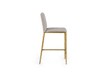 VIG Furniture Modrest Atlanta - Modern Beige Fabric & Brass Counter Chair VGMY-3739-26-BGE