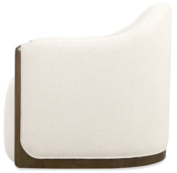 Hooker Furniture Cora Favara Ivory Swivel Chair With Dark Wood Trim — Rounded Back, 360° Movement, Transitional Style CC224-SW-403
