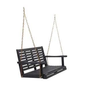 English Elm Tasmania Acacia Hardwood Porch Swing Slatted Outdoor Bench with Hanging Chains 69655.00DGRY