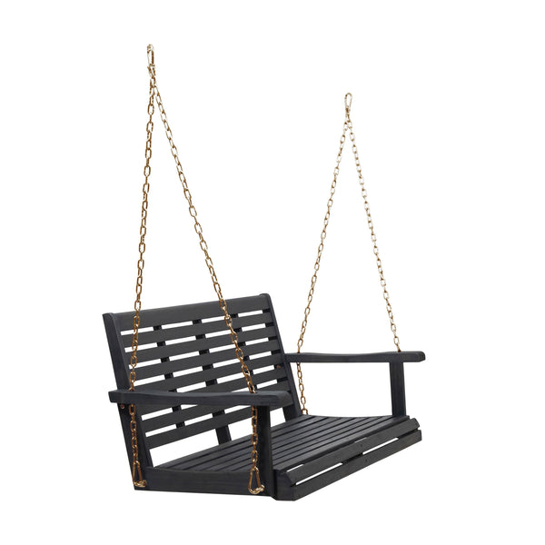 English Elm Tasmania Acacia Hardwood Porch Swing Slatted Outdoor Bench with Hanging Chains 69655.00DGRY