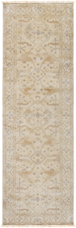 Antique ATQ-1000 2'6" x 8' Handmade Rug ATQ1000-268  Light Sage, Ivory, Tan, Charcoal Surya