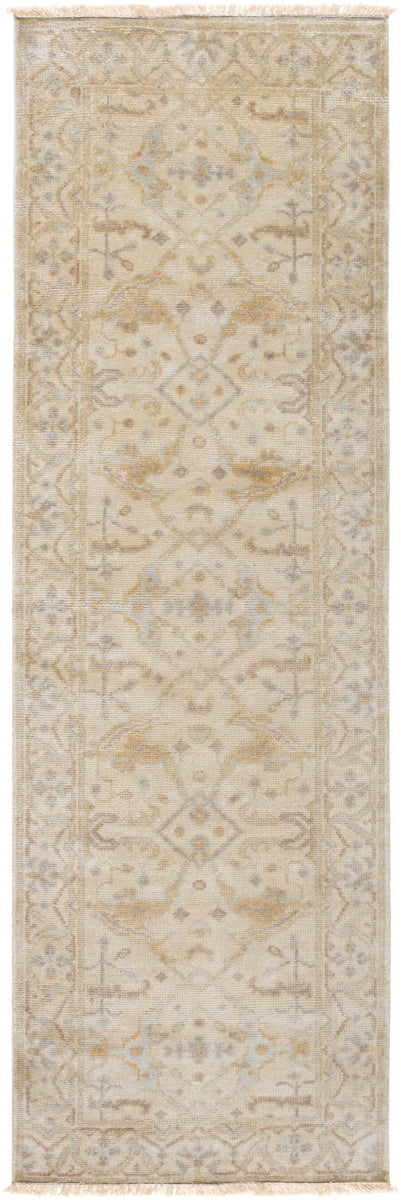 Antique ATQ-1000 2'6" x 8' Handmade Rug ATQ1000-268  Light Sage, Ivory, Tan, Charcoal Surya