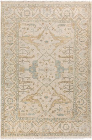Antique ATQ-1000 5'6" x 8'6" Handmade Rug ATQ1000-5686  Light Sage, Ivory, Tan, Charcoal Surya