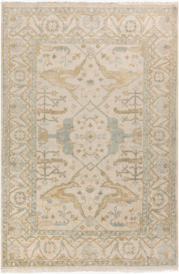 Antique ATQ-1000 5'6" x 8'6" Handmade Rug ATQ1000-5686  Light Sage, Ivory, Tan, Charcoal Surya