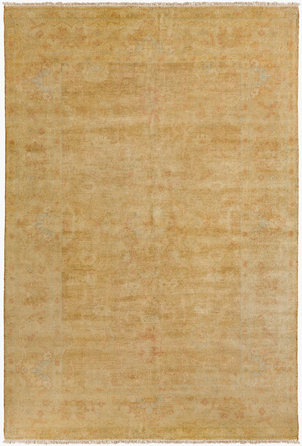 Surya Antique Handmade Atq-1000 2' X 3' Rug – Timeless Elegance With Durable Low Pile & Fringe Border Mustard Nz Wool Atq1001-5686