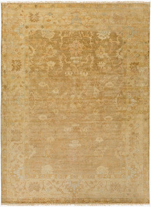 Surya Antique Handmade Atq-1000 2' X 3' Rug – Timeless Elegance With Durable Low Pile & Fringe Border Mustard Nz Wool Atq1001-811