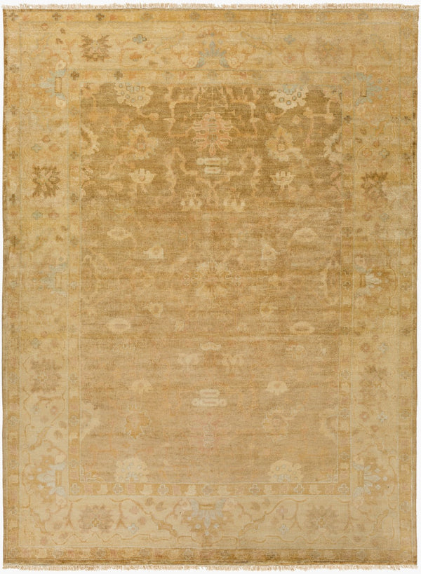 Surya Antique Handmade Atq-1000 2' X 3' Rug – Timeless Elegance With Durable Low Pile & Fringe Border Mustard Nz Wool Atq1001-811