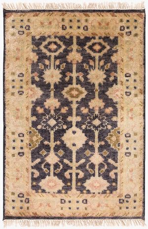 Surya Antique Handmade Atq-1000 2' X 3' Rug – Timeless Elegance With Durable Low Pile & Fringe Border Black Nz Wool Atq1007-23
