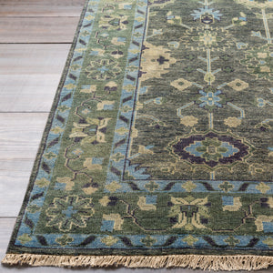 Antique ATQ-1008 9' x 13' Handmade Rug ATQ1008-913  Medium Green, Dark Green, Charcoal, Slate, Taupe, Light Olive Surya
