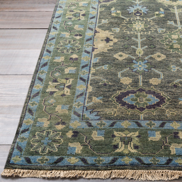 Antique ATQ-1008 9' x 13' Handmade Rug ATQ1008-913  Medium Green, Dark Green, Charcoal, Slate, Taupe, Light Olive Surya