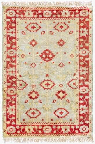 Surya Antique Handmade Atq-1000 2' X 3' Rug – Timeless Elegance With Durable Low Pile & Fringe Border Burgandy Nz Wool Atq1009-23