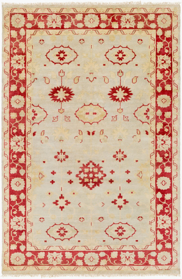Surya Antique Handmade Atq-1000 2' X 3' Rug – Timeless Elegance With Durable Low Pile & Fringe Border Burgandy Nz Wool Atq1009-3656