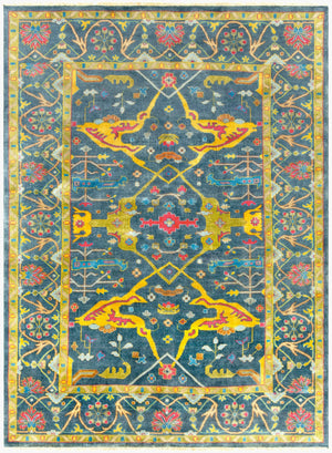 Surya Antique Handmade Atq-1000 2' X 3' Rug – Timeless Elegance With Durable Low Pile & Fringe Border Dark Blue Nz Wool,Viscose Atq1016-23