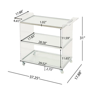 English Elm Bar Cart Acrylic Two Tier Rolling Shelf for Glam Minimalist Entertaining Spaces 62131.00