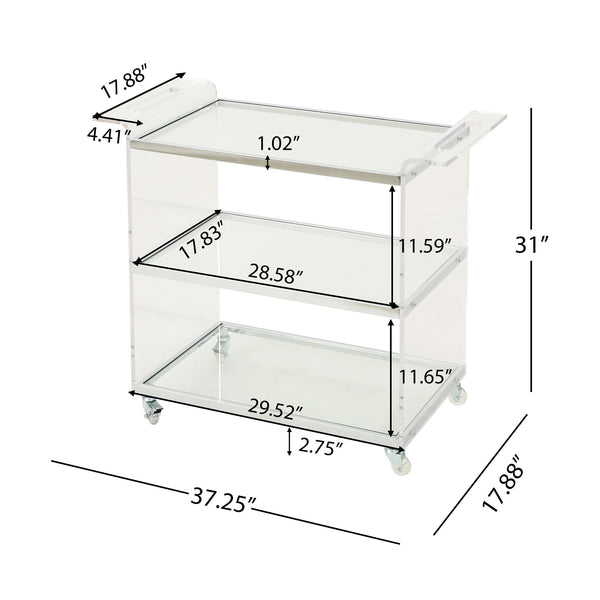 English Elm Bar Cart Acrylic Two Tier Rolling Shelf for Glam Minimalist Entertaining Spaces 62131.00