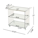 Christopher Knight Home® - Noble House - Yves Acrylic Bar Trolley with Glass Shelves, Clear