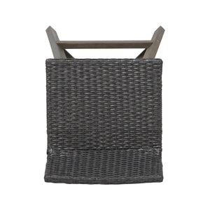 English Elm Christopher Knight Home® - LA La Brea Acacia Wood & Wicker Barstool Set of 2 — Outdoor Faux Rattan Seats with Iron X-Stretcher Frame Grey 65431.00GRY