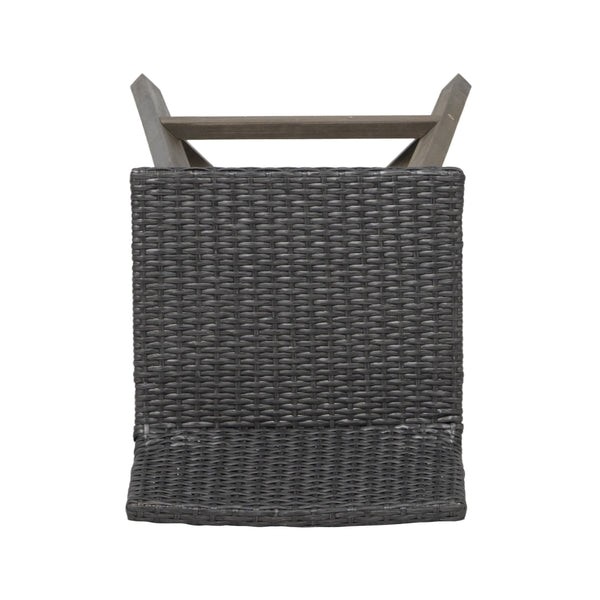 English Elm Christopher Knight Home® - LA La Brea Acacia Wood & Wicker Barstool Set of 2 — Outdoor Faux Rattan Seats with Iron X-Stretcher Frame Grey 65431.00GRY