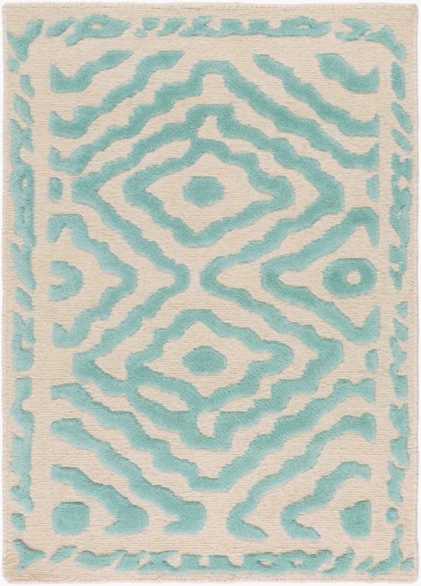 Surya Atlas Ats-1001 2' X 3' Handcrafted Wool Rug - Durable, Stylish, Perfect For Home Décor & Comfort Aqua Wool Ats1004-23