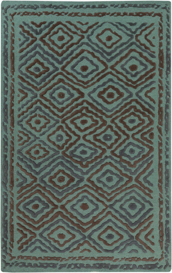 Surya Atlas Ats-1001 2' X 3' Handcrafted Wool Rug - Durable, Stylish, Perfect For Home Décor & Comfort Teal Wool Ats1013-811