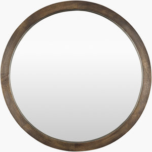 Surya Atticus 27" Hand-finished Mango Wood Mirror - Timeless Elegance For Your Home Decor Centerpiece Frame, Dark Brown Mango Wood Atu001-2727