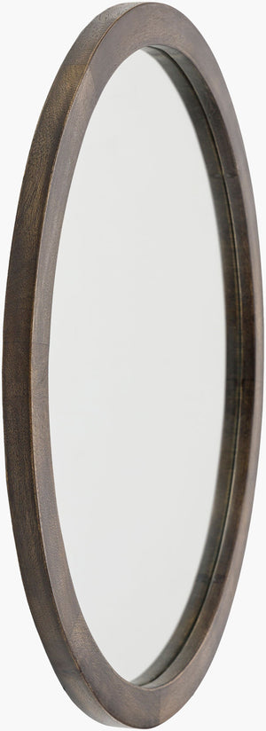 Surya Atticus 27" Hand-finished Mango Wood Mirror - Timeless Elegance For Your Home Decor Centerpiece Frame, Dark Brown Mango Wood Atu001-2727