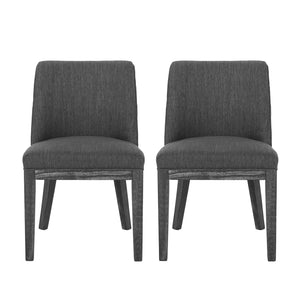 English Elm Dining Chair Set of 2 Solid Wood Textured Fabric Upholstered Farmhouse Modern Style 69408.00FCHAR
