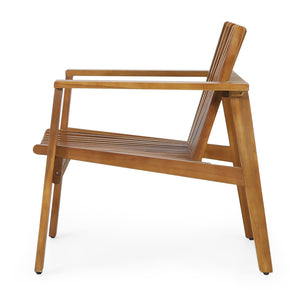 English Elm Outdoor Acacia Slatted Club Chairs Set of 2 Teak Finish Patio Lounge Seating 71921.00WTC