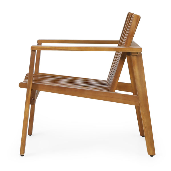 English Elm Outdoor Acacia Slatted Club Chairs Set of 2 Teak Finish Patio Lounge Seating 71921.00WTC
