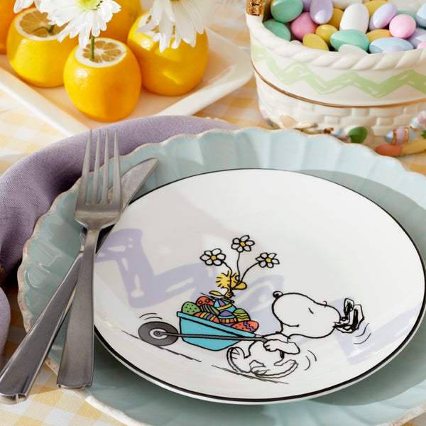 Lenox Peanuts Easter Snoopy 4-Piece Accent Plates Set Multi, IVORY PORCELAIN 895684