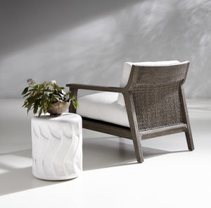 Bernhardt Bernhardt Nautilus-Inspired Outdoor Accent Table — White Stonecast, Weather-Resistant 15" Side Stand X03129