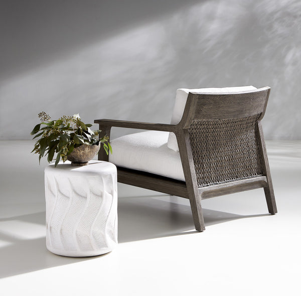 Bernhardt Bernhardt Nautilus-Inspired Outdoor Accent Table — White Stonecast, Weather-Resistant 15" Side Stand X03129