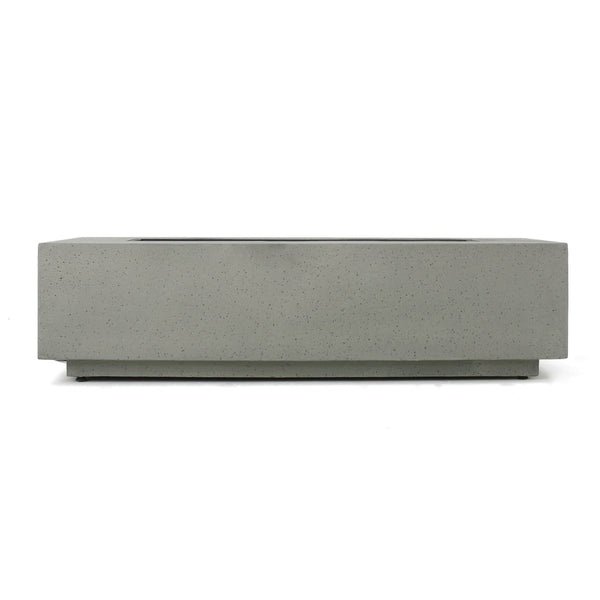 English Elm 50000 Btu Rectangular Mgo Concrete Propane Fire Table for Outdoor Patio Gatherings 59242.00WHI-50K_59243.00WHI