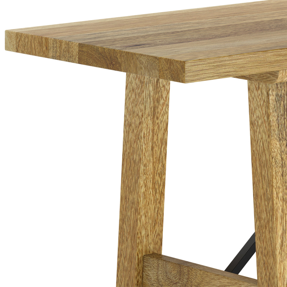 English Elm Harvey Mango Wood Bench with Black Metal Trestle Legs, Rustic Industrial Entryway Seating, 47" B136P158679