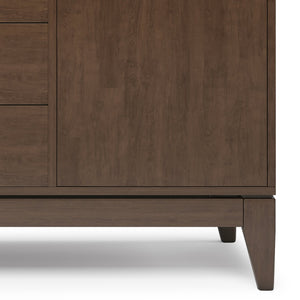 English Elm Harper Solid Hardwood Sideboard Buffet in Walnut Brown – Handcrafted Rubberwood, Mid-Century Storage Solution B136P158723