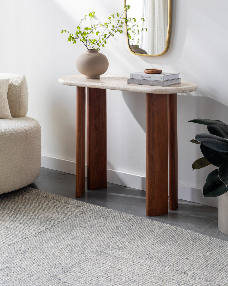 Abacus AUC-001 30"H x 39"W x 18"D Console Table AUC001-303918  Top: Cream; Base: Dark Brown, Beige Surya