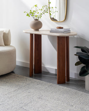 Abacus AUC-001 30"H x 39"W x 18"D Console Table AUC001-303918  Top: Cream; Base: Dark Brown, Beige Surya