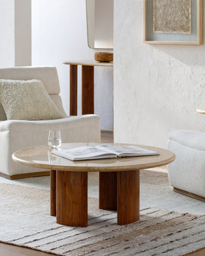 Abacus AUC-002 16"H x 39"W x 39"D Coffee Table AUC002-173939  Top: Brown; Base: Brown, Beige Surya